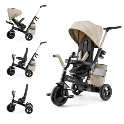 Imagen de Kinderkraft Easytwist Triciclo Infantil, con Accesorios, Ventana de Techo, Cinturones Seguridad, rotación 360 Grados, Rueda Libre, Barra Empuje, a Partir 9 Meses hasta 5 años, Asiento