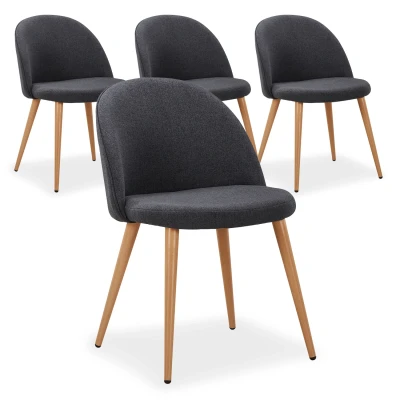 Imagen de Menzzo MAURY Lote de 4 sillas, escandinavas, tejido, 51 x 56 75 cm, gris oscuro