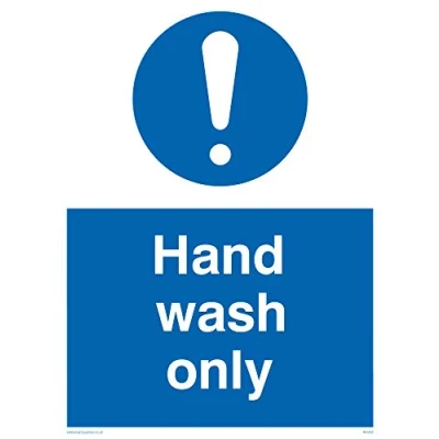 Imagen de Viking Signs MH205 A5P V Señal de vinilo con texto &quot;Hand Wash Only&quot;, 200 mm alto x 150 ancho