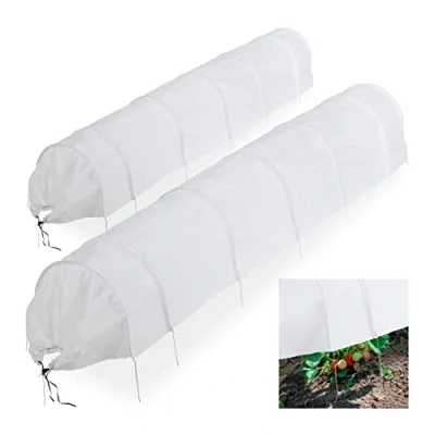 Imagen de Relaxdays Plantas en Juego de 2 Unidades Pack Invernaderos Túnel con Arcos, Protección para Huertos, 3,4 m Largo, contra Parásitos y Pájaros, Blanco, Hierro, 50 x 63 275 cm