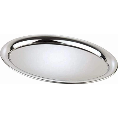 Imagen de APS bandeja de servicio Kaffeehaus, clásica cafetería vienesa, acero inoxidable, muy pulida, ovalada, borde enrollado, 26,5 x 19 cm, 1 cm altura