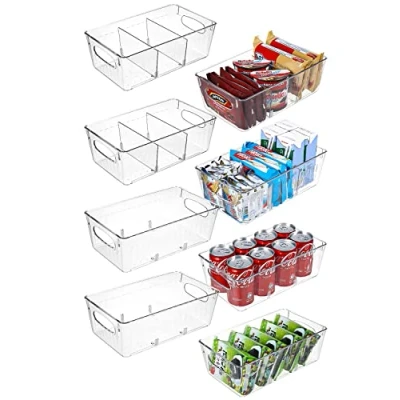 Imagen de 8Pcs Organizador Nevera, Cocina Apilables, frigorifico, Armario Transparente, Almacenamiento para Bebidas, Frutas, Verduras, Aperitivos