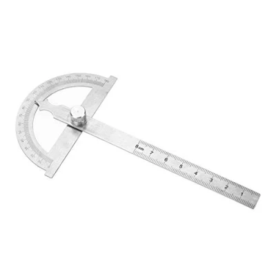 Imagen de transportador profesional de acero inoxidable, 0 180 grado 15 cm regla calibrador del buscador ángulo goniómetro, medición la brazo (80 * 120 mm)
