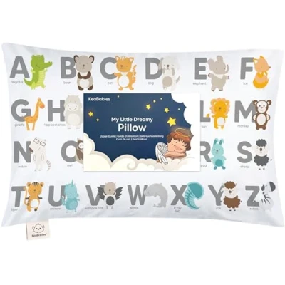 Imagen de Almohada para Niño Pequeño con Funda Pequeños De Algodón Orgánico Suave Dormir Lavable E Respirable Viajar (KeaABC)