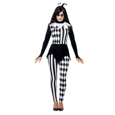 Imagen de Smiffys Disfraz de bufona, Negro, con parte arriba, leggings y diadema