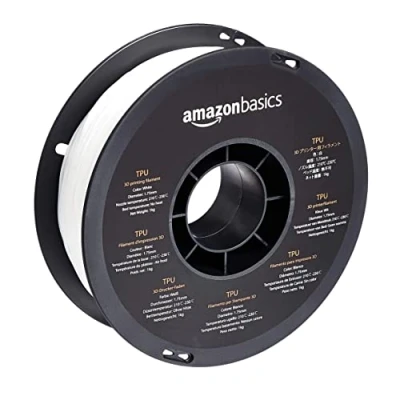Imagen de Amazon Basics Filamento para impresora 3D, poliuretano termoplástico (TPU), 1.75 mm, cinta de 1 kg (2,2 libras), color blanco