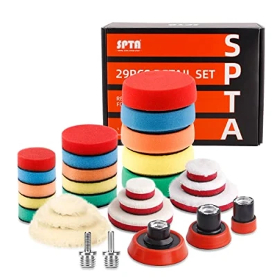 Imagen de SPTA 29 pieza 25mm/50m/80mm Esponja Pulir para Coche, Adaptador Accesorio Taladro Pulidora Pulido Lana Kit con M14 Coche Encerado el Lijado