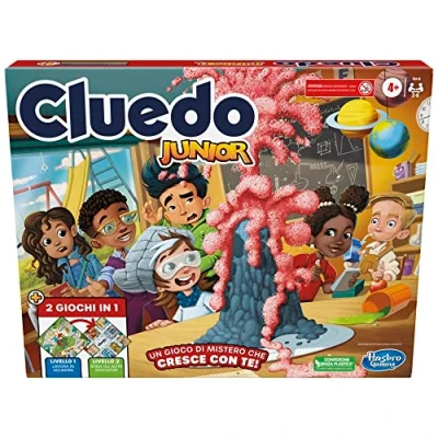 Imagen de Hasbro Gaming Cluedo Junior Juego de Mesa 2 en 1, Tablero Doble Cara para niños pequeños