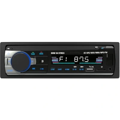 Imagen de Strex Radio de coche con Bluetooth para todos los vehículos USB, AUX y manos libres Mando a distancia micrófono integrado