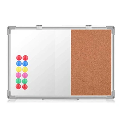 Imagen de S SIENOC 100x50cm Pizarra de doble cara Tablero escritura blanco con una sola +12 granos magnéticos Panel combinatoria