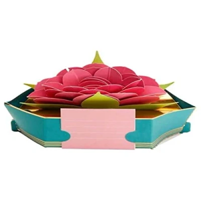 Imagen de Draeger Paris Tarjeta Pop Up, de felicitación 3D con su sobre Flor loto signo a personalizar formato 18 x 11,5 cm