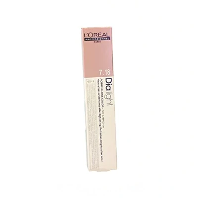 Imagen de L&#039;Oréal Professionnel DiaLight 7.18 Coloración Rubio Ceniza Moka Sin Amoniaco, 50ml