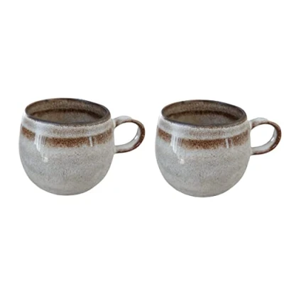 Imagen de PintoCer 2x Tazas con asa, Cerámica de Gres, Ideal para Café, Leche, Té y Chocolate, Apto Lavavajillas Microondas