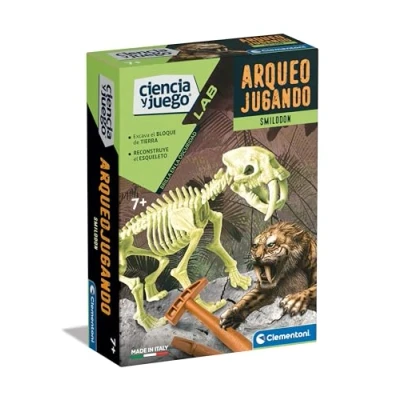 Imagen de Clementoni 55544 Arqueojugando Smilodon fosforescente Juego de Ciencias, para Montar tu Propio Dinosaurio y Descubrir la Ciencia arqueología, A Partir 7 años