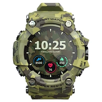 Imagen de Q&amp;N Reloj Inteligente Militar para Hombres, Relojes Inteligentes Deportivos, Rastreador De Ejercicios A Prueba Agua, Monitor Frecuencia Cardíaca Y Presión Arterial Android iOS,Verde