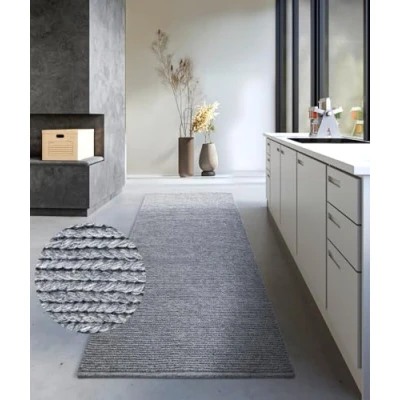 Imagen de Villeroy &amp; Boch Francois Alfombra de Lana Natural para salón, Tejida a Mano y respetuosa con el Medio Ambiente, Dormitorio, Comedor, Pasillo, Cocina, Plata, 80 x 200 cm