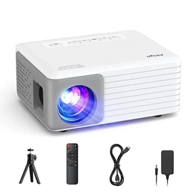 Imagen de Mini Proyector Portátil con Tripode, 6500 Lumens Videoproyector Soporta HD 1080P, AKIYO Cine en Casa, para Movil/Teléfono/PC/PS4/TV Stick/HDMI, Regalo Niños