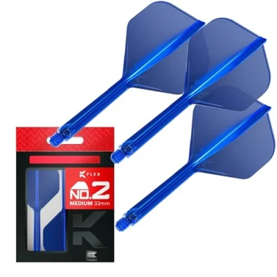 Imagen de Target Darts K Flex Integrated Dart Flight and Shaft, No.2 Azul (Mediana) Lote de 3 Plumas y Caña para Dardos No 2, Moldeado Precisión 2 en 1 Accesorios Profesionales