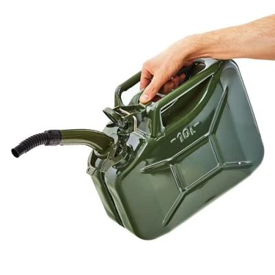 Imagen de BW© Bidón de combustible metal 10 litros con boquilla Verde oliva RAL 6003 Certificado TÜV y homologación la ONU Fabricado en Europa