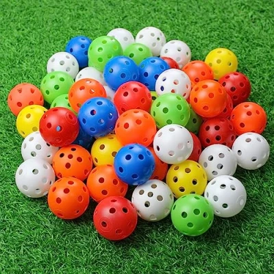 Imagen de Kofull 40 mm 24 Piezas Pelotas de Golf Distancia con Agujero Flujo Aire Coloridas Bolas plástico Perforadas para práctica Uso doméstico, Mascotas diversión, Mezcla