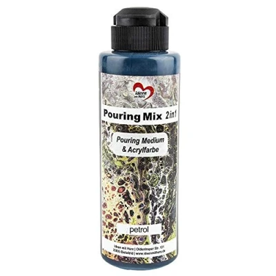 Imagen de Ideen mit Herz Pouring Mix 2 en1 Bote de pintura acrílica y sustancia para el vertido, 180 ml, no es necesario mezclar con líquidos, sustancias o aceite silicona (petróleo)