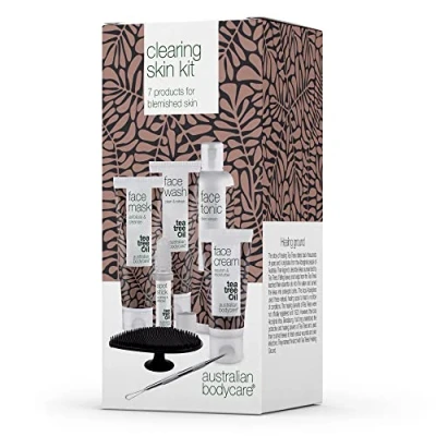 Imagen de Pack de 7 para el cuidado diario los poros obstruidos y la piel imperfecta. Limpieza facial, tónico, Crema Stick espinillas, Mascarilla Extractor puntos negros cepillo