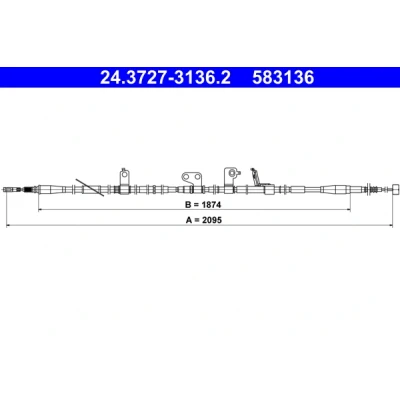 Imagen de ATE 24.3727 3136.2 Cable de Freno Mano 2095