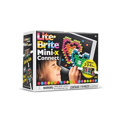 Imagen de tablero de dibujo con luz Lite Brite mini X Connect, Basic Fun, 02322, LED colores, efecto neón, manualidad para niños a partir 4 años