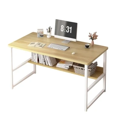 Imagen de Escritorio, Mesa de Oficina para Ordenador, Escritorio Habitación o Estudio. Tablón Aglomerado y Melamina Madera Acero Hogar. PC. 80x40x72 cm