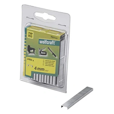 Imagen de wolfcraft Grapa de lomo ancho, acero extra duro, tipo 053 I 7021000 Ideales para fijar telas, tejidos y listones madera delgados
