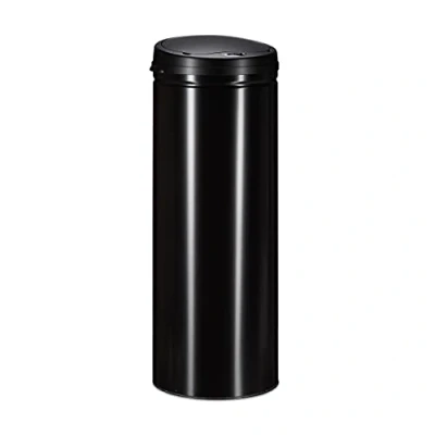 Imagen de Relaxdays Cubo Basura Cocina Redondo con Sensor, Acero, Negro, 80 x 30 cm