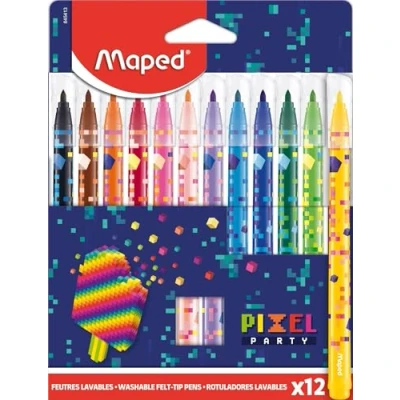 Imagen de Maped Rotuladores Pixel Party x12 Caja de Cartón, Colores Vibrantes Diversión y Creatividad