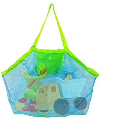 Imagen de Annhao Bolsa Grande de Malla para Juguetes Playa, Plegable, Almacenamiento Niños al Aire Libre Natación Piscina Viajes Toallas (Verde)