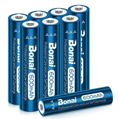 Imagen de BONAI Pilas AAA Recargables 600mAh Traje For Luz Solar, de Baja Capacidad 1.2V NI MH Precargadas Autodescarga (8 Piezas)