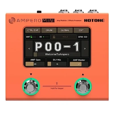 Imagen de Hotone Guitar Bass Procesador Multi Efectos Pantalla Táctil Amp Modeling IR Cabinets Simulación Stereo OTG USB Audio Interface Language Ampero Mini (Orange)