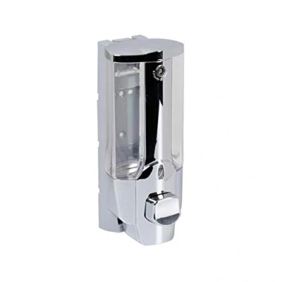 Imagen de axentia Dispensador de Jabón Líquido para Pared Aprox. 380 ml Plástico Cromado, Dosificador Jabón/Champú/Loción Baño y Cocina, 7,5 x 19 8,5 cm, Plateado, 133171
