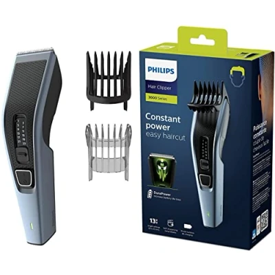Imagen de Philips Cortapelos Hombre Serie 3000, Máquina Cortar Pelo, 13 ajustes de Longitud, Cuchillas Acero, 75 min uso, Con y sin Cable, Recargable, Peine para Barba, HC3530/15