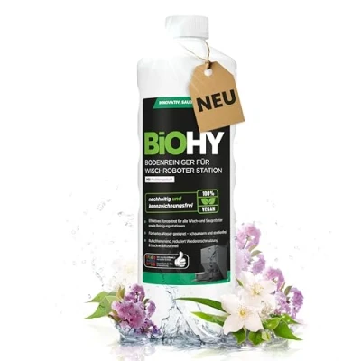 Imagen de BiOHY limpiador de suelos para robot estación con aroma primaveral (botella 1 litro) detergente concentrado todos los robots limpiadores y aspiradores función húmeda sin