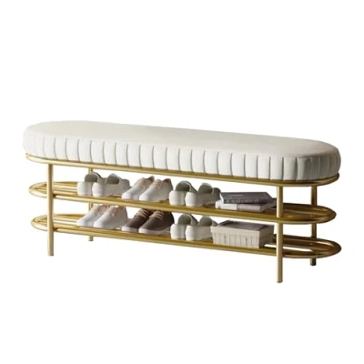 Imagen de FLEPYHB Mueble Zapatero de Entrada, 2 Capas Banco con Asiento, Peque Armario Zapateros para Pasillo Dormitorio Sala Estar
