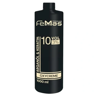 Imagen de FemMas Crema de óxido en 3% 1000 ml I oxidante para teñir y tonificar el cabello Aplicación fácil agarre óptimo Desarrollador resultados uniformes calidad salón Hair Color Developer