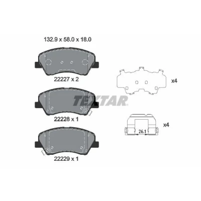Imagen de TEXTAR 2222701 Juego de pastillas freno con contacto avisador desgaste accesorios KIA: Stonic Hatchback, RIO 4, 3 Stufenheck