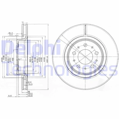 Imagen de DELPHI BG3418 Disco de freno 302 26 5 ventilado aceitado sin procesar cojinete rueda, anillo sensor ABS VOLVO: XC70 I Cross Country