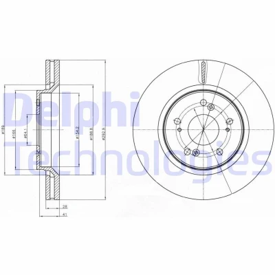 Imagen de DELPHI BG4250C Disco de freno 293 28 5 ventilado revestido sin procesar cojinete rueda, anillo sensor ABS HONDA: CR V 3, 4