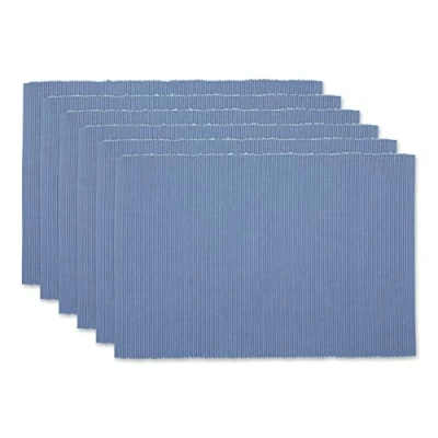 Imagen de DII Juego de manteles Individuales Acanalados básicos 100% algodón, Blue Jay, 13 x 19, 6 Piezas