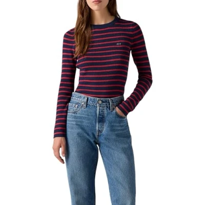 Imagen de Levi&#039;s Rib Crew Sweater Suéter pulóver, Parisienne Stripe NA, XS para Mujer