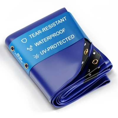 Imagen de UMBRELLA® Lona Protectora Premium Impermeable [400x700 cm]Resistente a los Rayos UV [650 g/m²] de PVC con Ojales,para Jardín,Techo y ConstrucciónCubierta Resistente al Invierno Azul 28m²