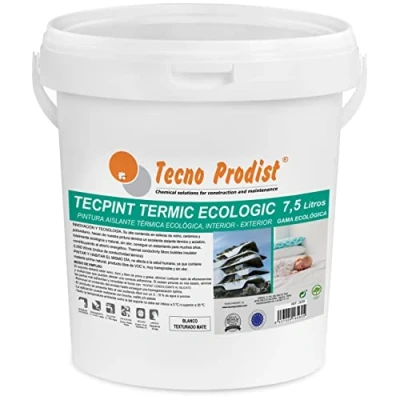 Imagen de Tecno Prodist TECPINT TERMIC ECOLOGIC (7,5 Litros) Pintura a la cal, aislante térmico y acústico, interior exterior al agua, 100% Natural, Paredes Techos, transpirable (BLANCO)