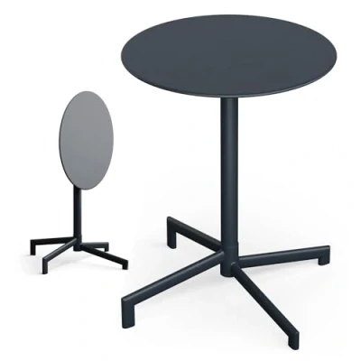 Imagen de blumfeldt Mesa Bistro 60cm Redonda Plegable, Acero Resistente a la Intemperie, diseño Ahorra Espacio, Ideal para jardín, balcón, terraza y Exterior