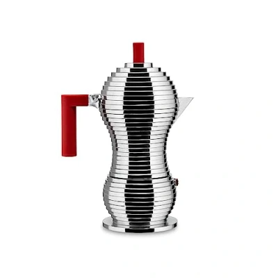 Imagen de Alessi Pulcina MDL02/6 R Cafetera Inducción de Diseño para Café Exprés, en Aluminio Fundido y PA, Rojo, 6 tazas