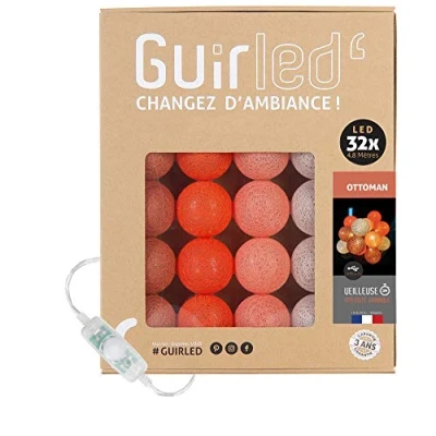 Imagen de GuirLED Guirnalda luminosa bolas de algodón LED USB Luz noche para bebé 2h Adaptador corriente dual 2A incluido 3 intensidades 32 3,2m Ottoman
